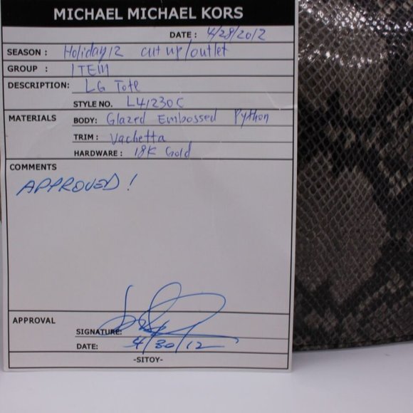 Michael Kors Glazed Embossed Python Tote Purse Bag. Vachetta Trim W/18k Gold New - Picture 13 of 13